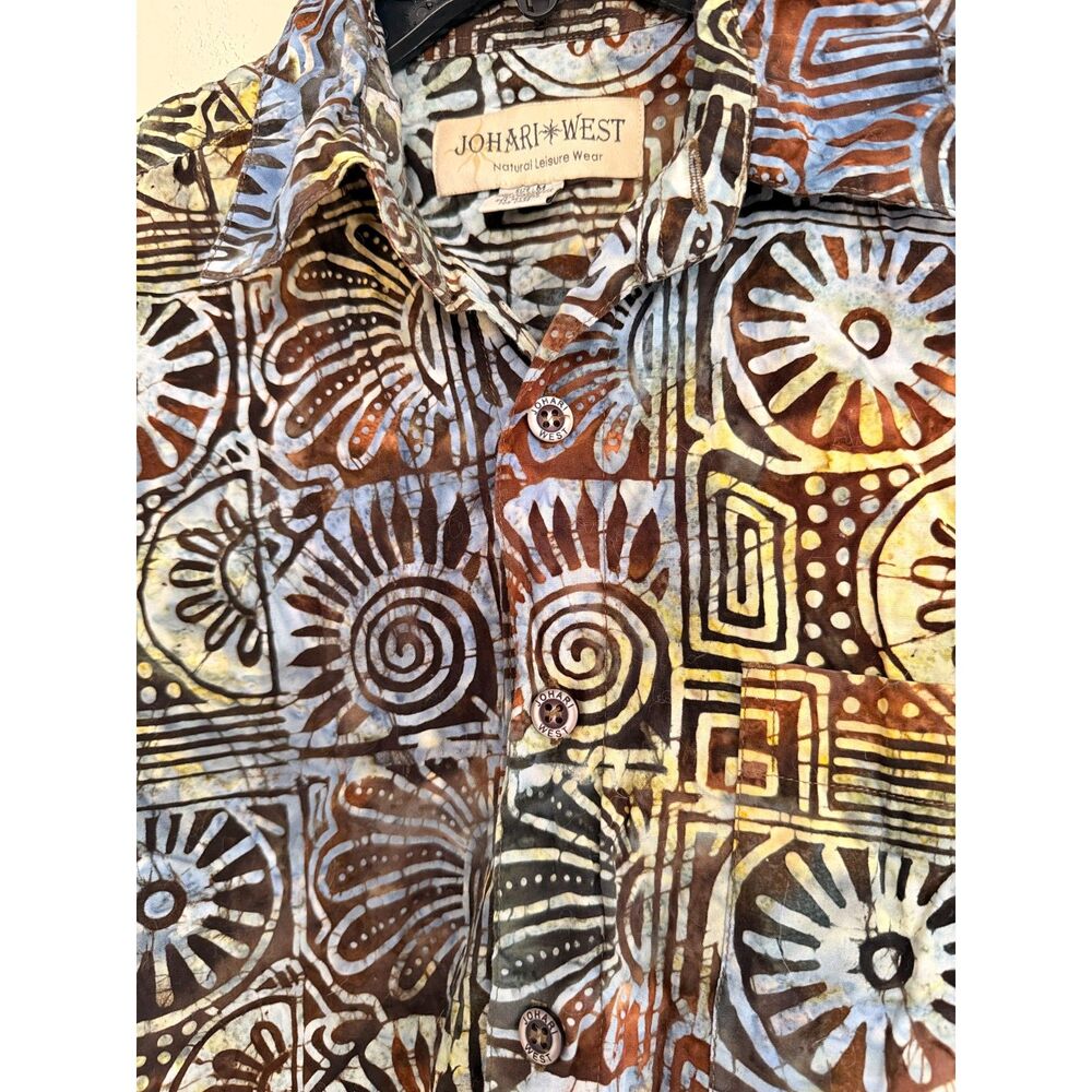 Johari West Batik Shirt | 100% Cotton Hand-Dyed Button Down | Size M - Picture 4 of 6
